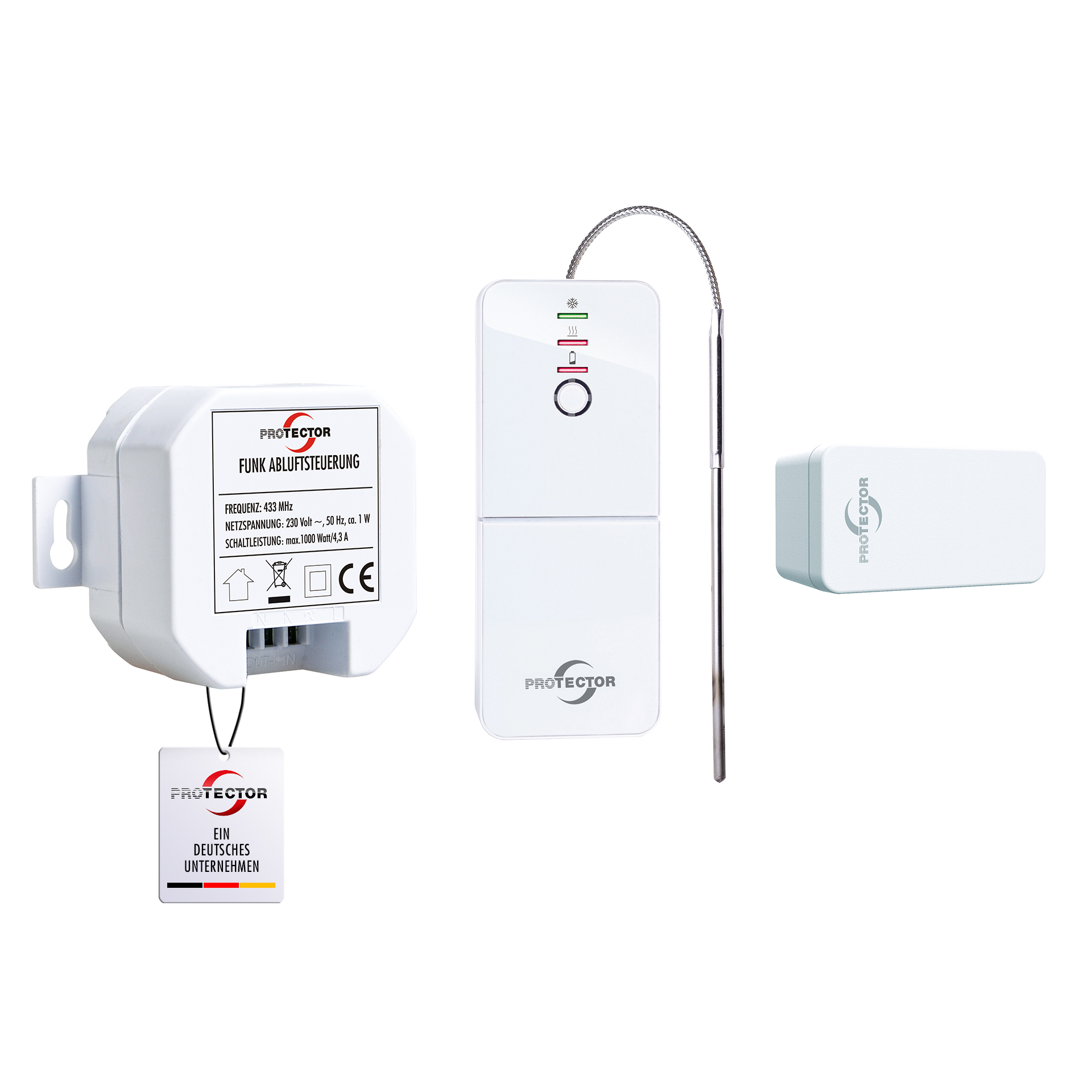 NEU Einbau-Funk-Abluftsteuerung Thermo mit batterielosem Kinetik-Fenstersender