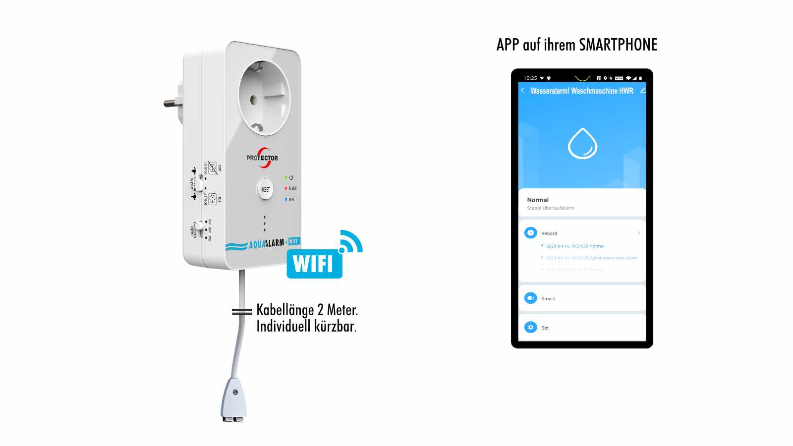 WA-11-App-Hdy-web2 WLAN WASSERMELDER, 3-fache Sicherheit