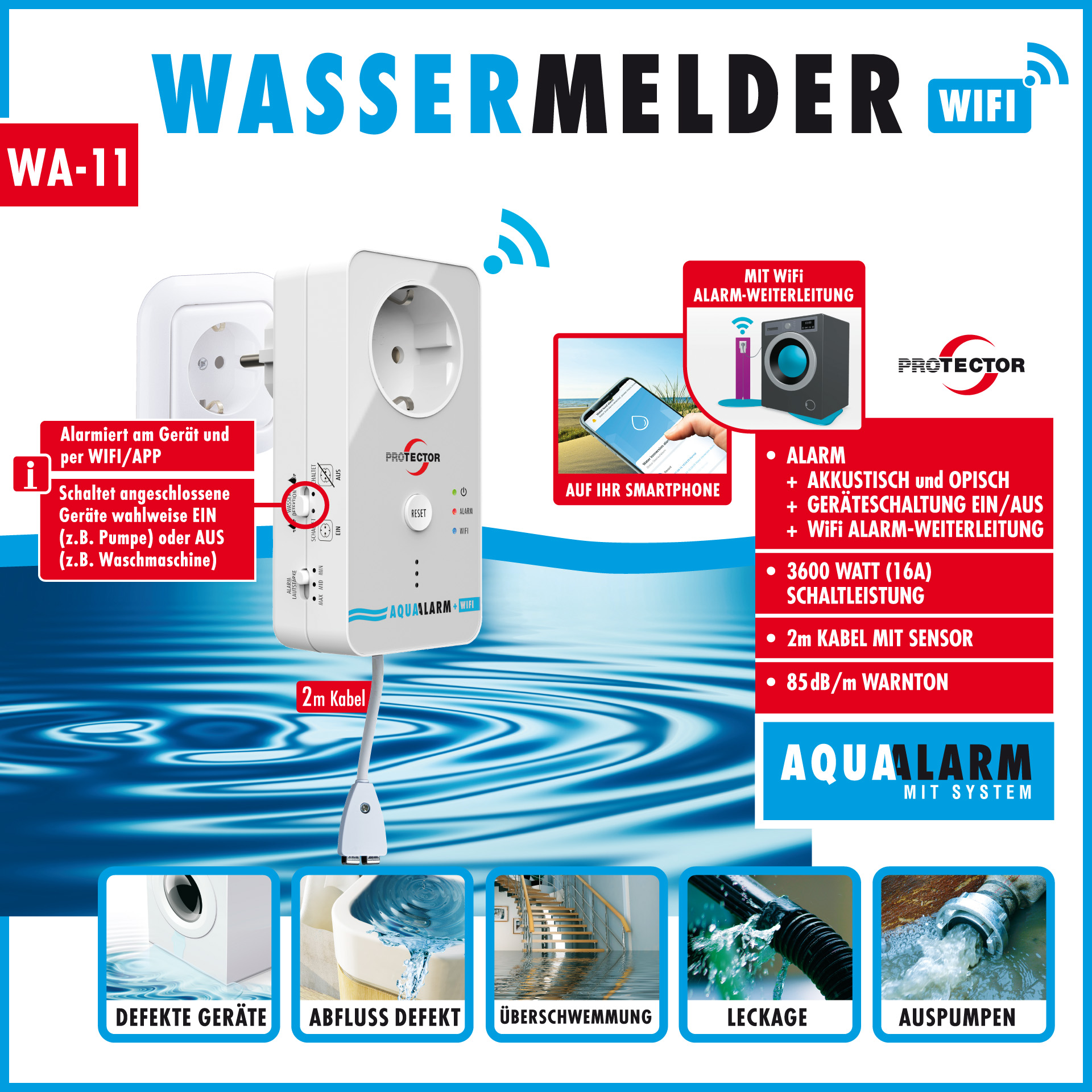 WLAN WASSERMELDER, 3-fache Sicherheit WLAN WASSERMELDER, 3-fache Sicherheit
