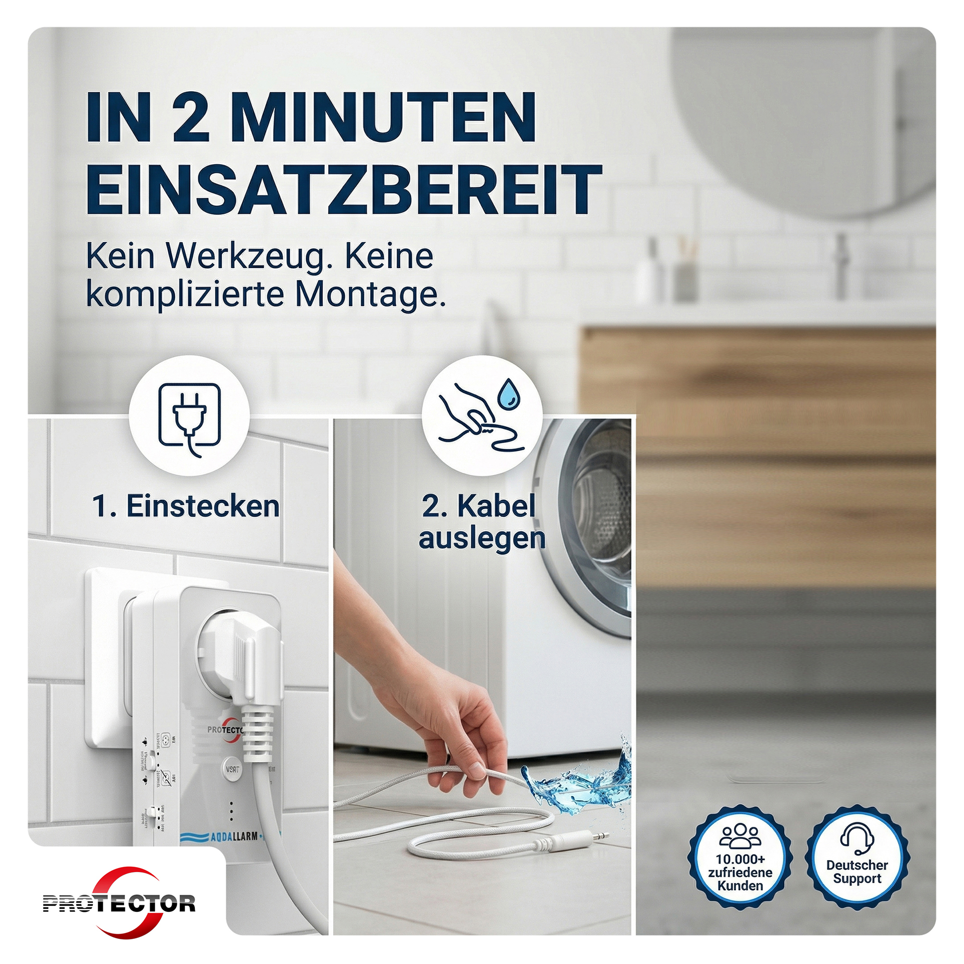 NEU WASSERALARM, mit full-sensitiven Detektor-Kabel, 2-fache Sicherheit