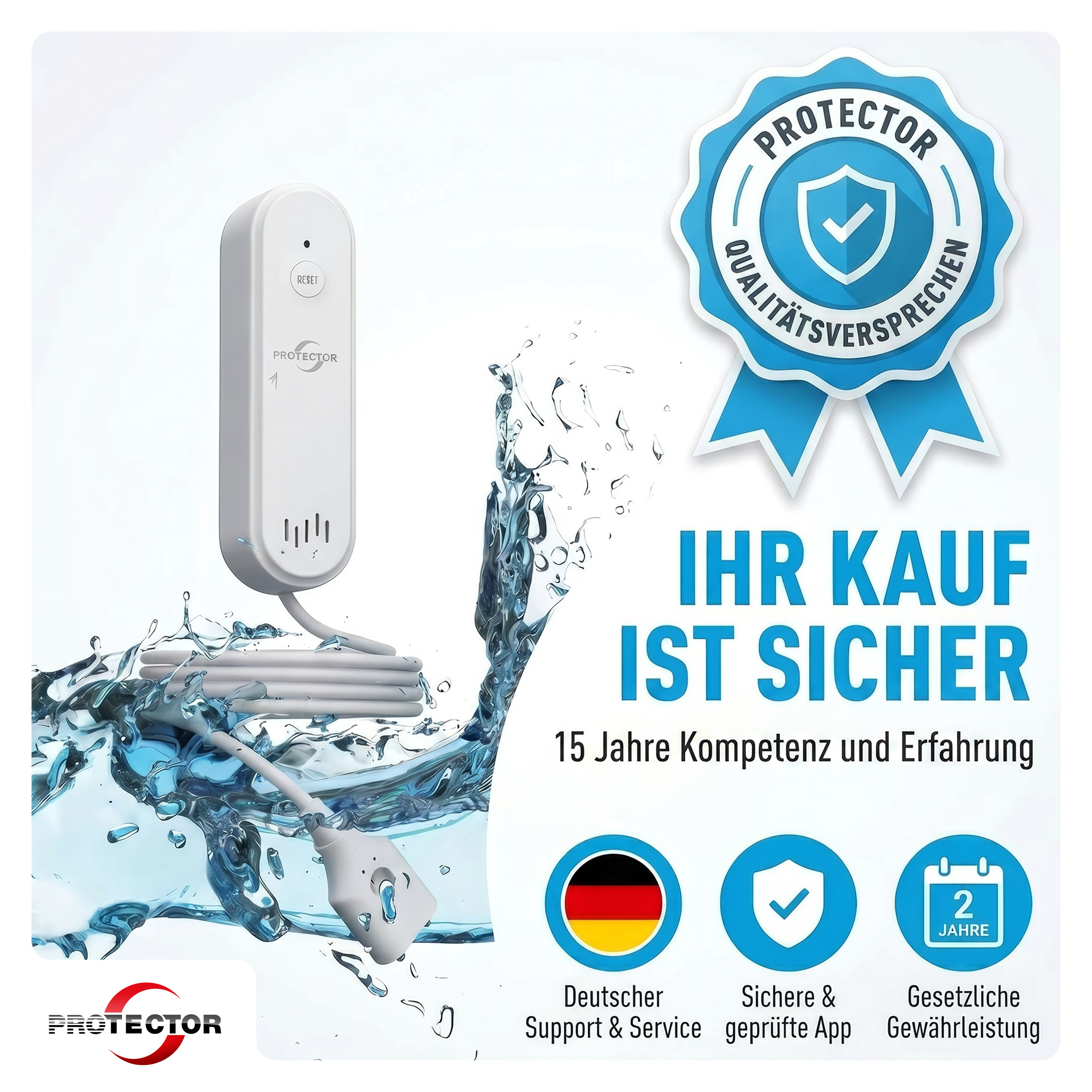 NEU WLAN WASSERALARM, mit Kabel, 2-fache Sicherheit