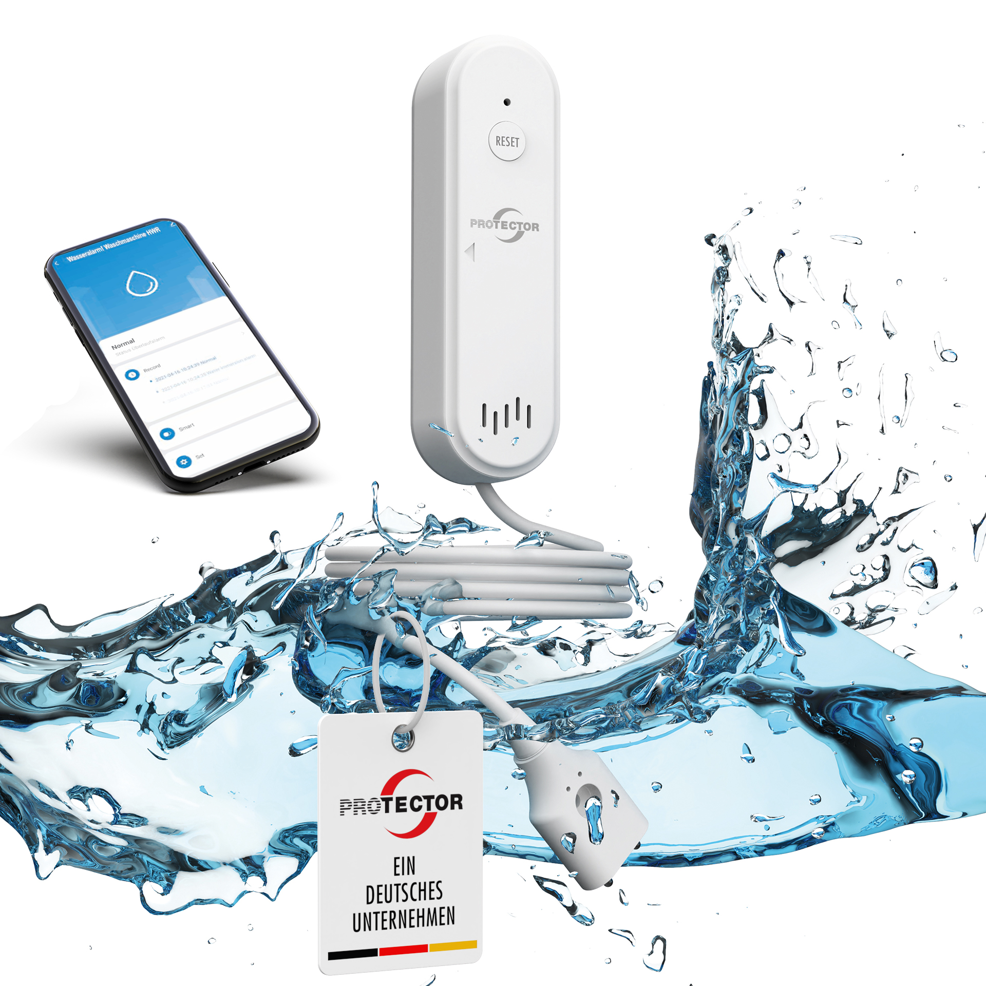 NEU WLAN WASSERALARM, mit Kabel, 2-fache Sicherheit